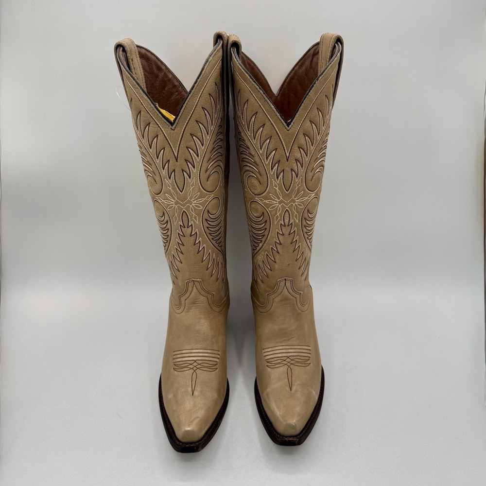 Circle G Tall Snip Toe Western Boots Women's Size 7.5 M Sand Beige Leather - Picture 11 of 16